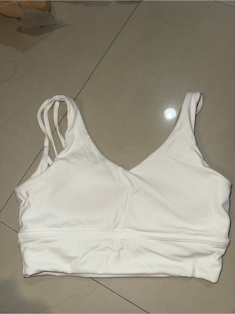 BuffBunny White Sports Bra with Double-Strap Detail